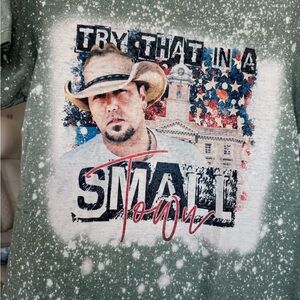 New Jason Alden- Small Town Graphic Short Sleeve Tee - Sage Green